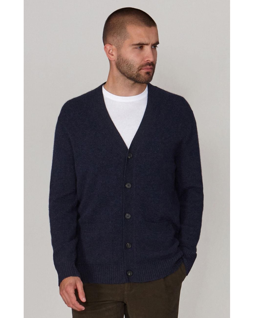 Paul James Knitwear Blue Lambswool Alfie Cardigan for men