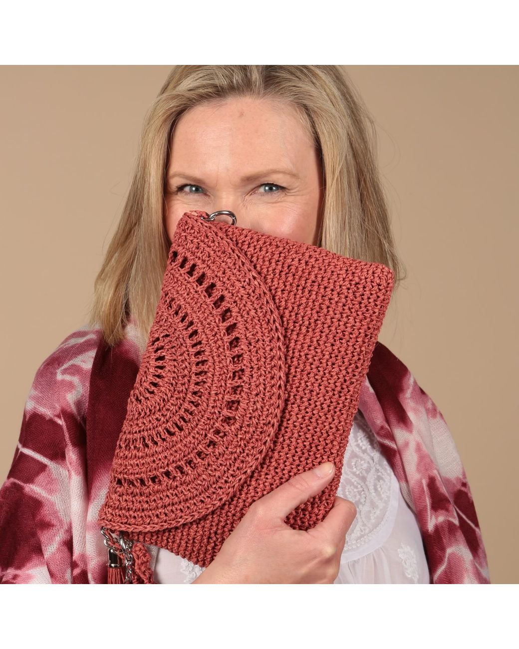 SJW BAGS LONDON Red Grace Hand Crochet Bag