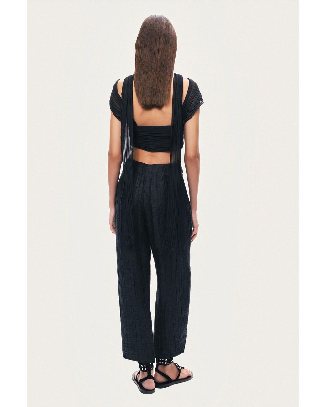 Nocturne Black Strapless Draped Bustier Top