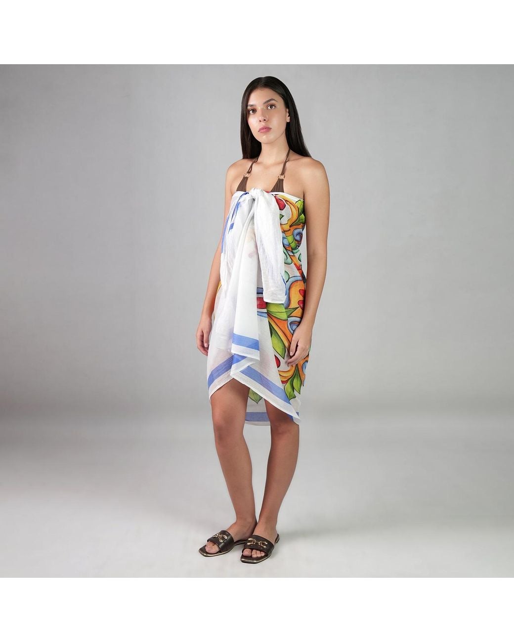DHARA SHETH DUBAI Blue Majolica Mosaic Resort Sarong