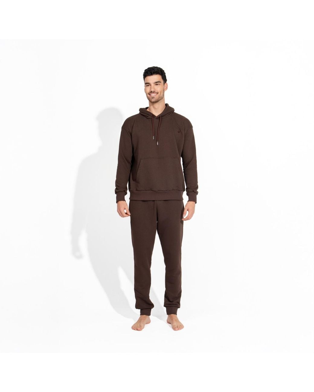 Maison Tangerine Brown Tobacco Premium Cotton Sweatshirt & Joggers Tracksuit Set For