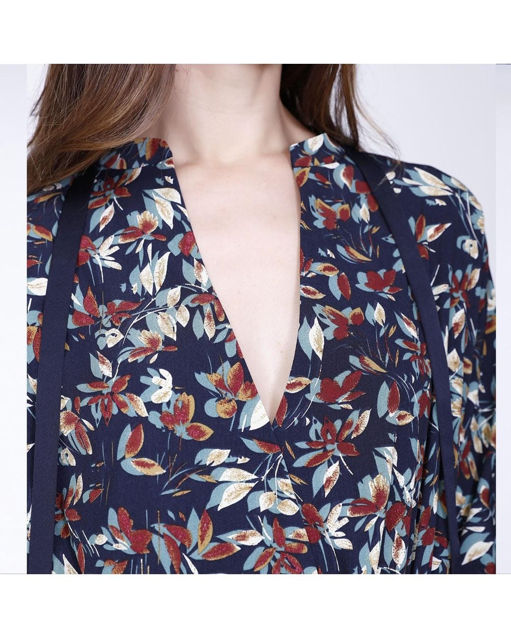 Smart and Joy Black Leaves Print Tunic Dress