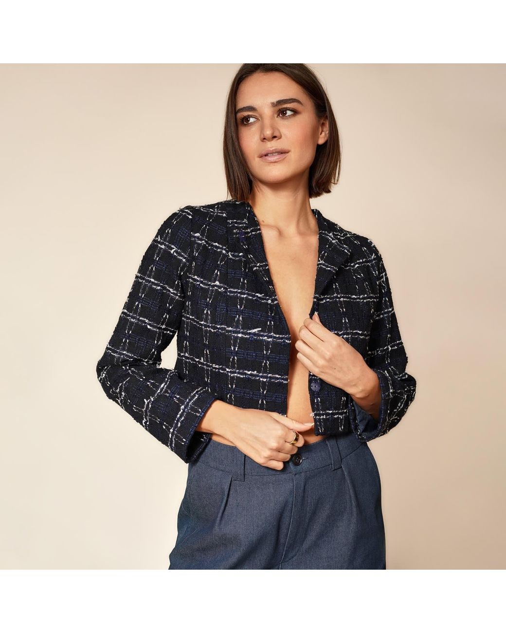 Gunda Hafner Ltd Blue Cropped Tweed Jacket