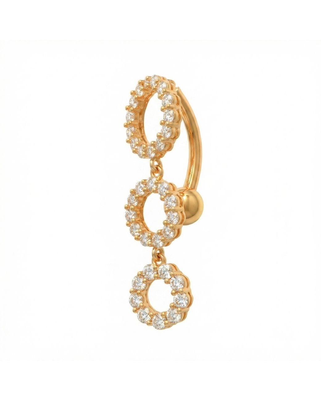 Zahav Jewelry Metallic 14K Solid 14G Cascading Dangle Belly Ring