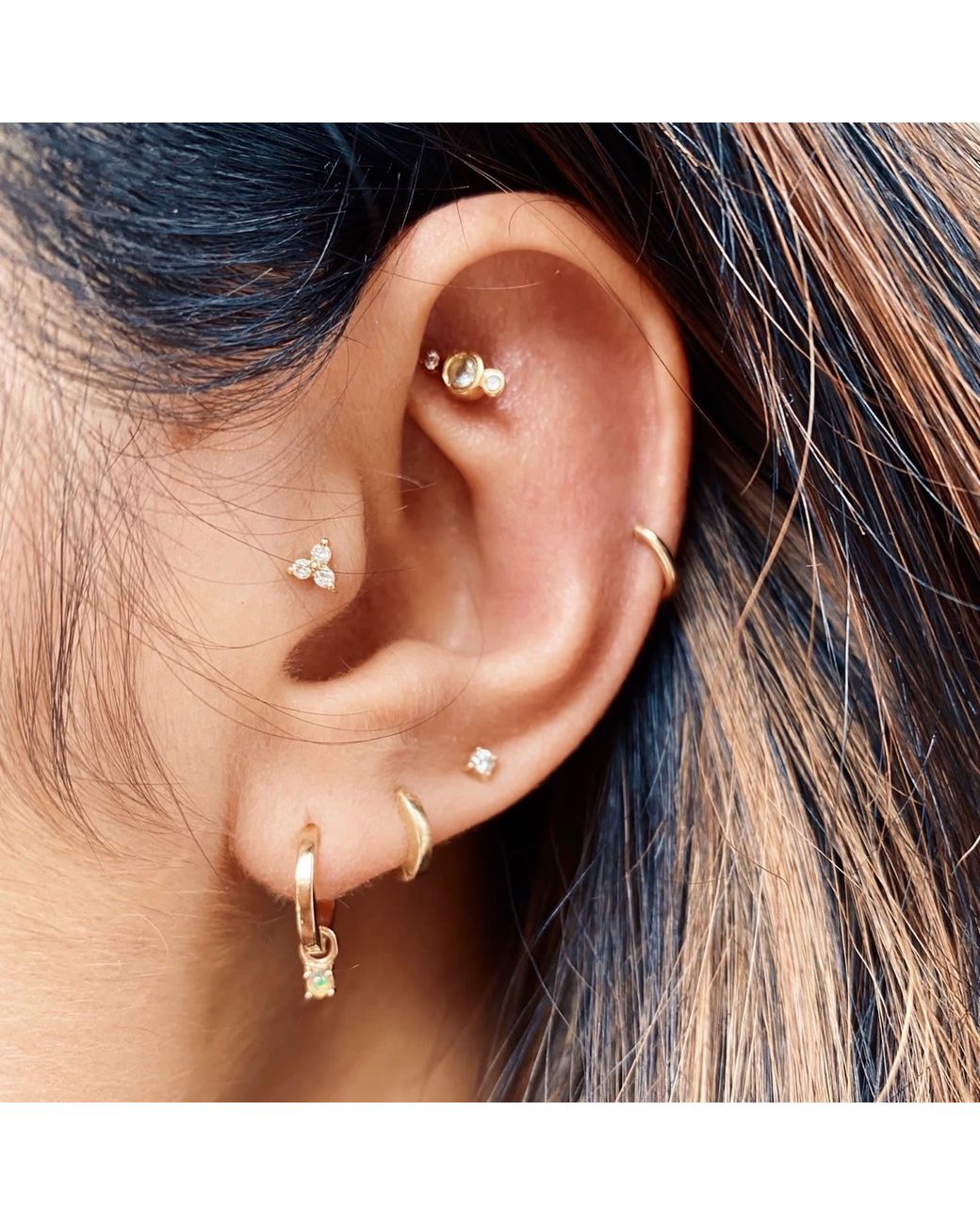 Zohreh White Teeny Wide Huggie Hoop Earring 9K