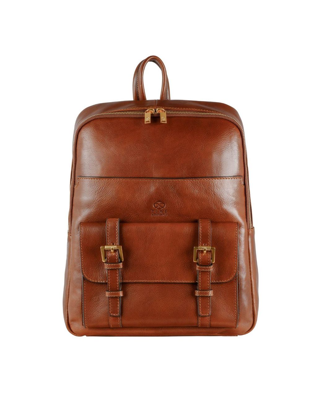 Time Resistance Brown Leather Backpack Travel Bag