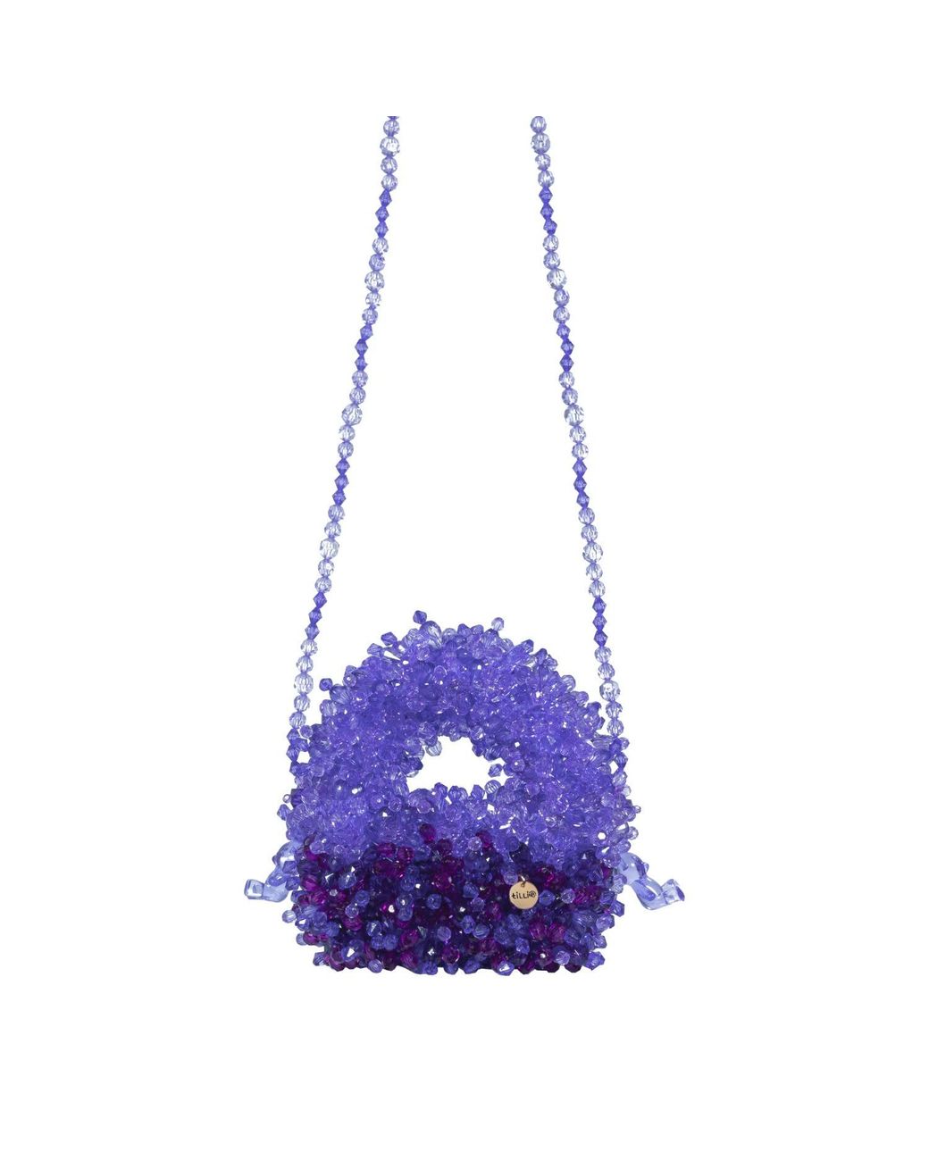 Tillie Beads Purple Fluffy Mini Bead Bag Bear Charm