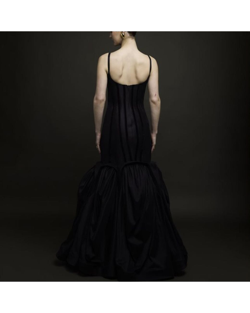 Chuks Collins Black Blessing Silk & Velvet Corset Gown