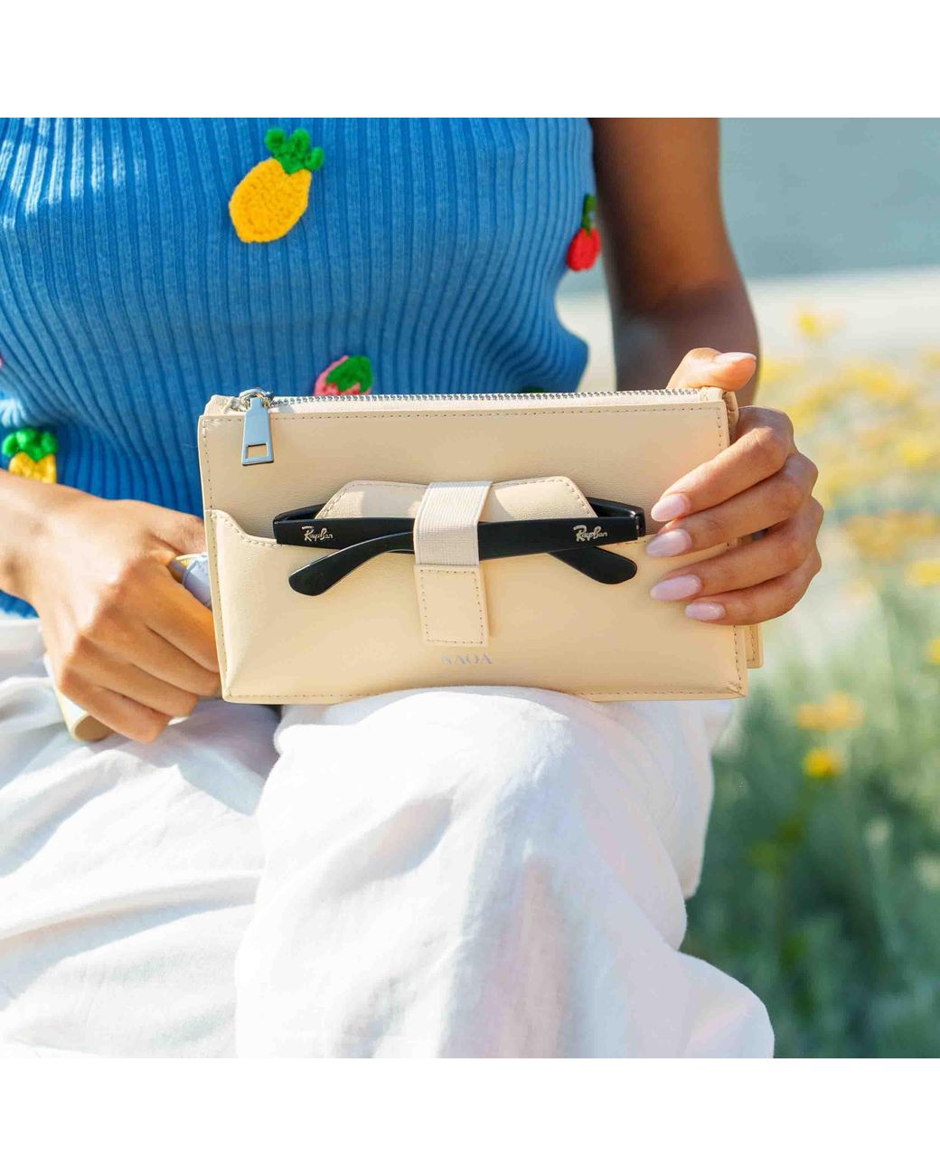 Naoa Natural Neutrals Lunette+ Apple Leather Crossbody Cream