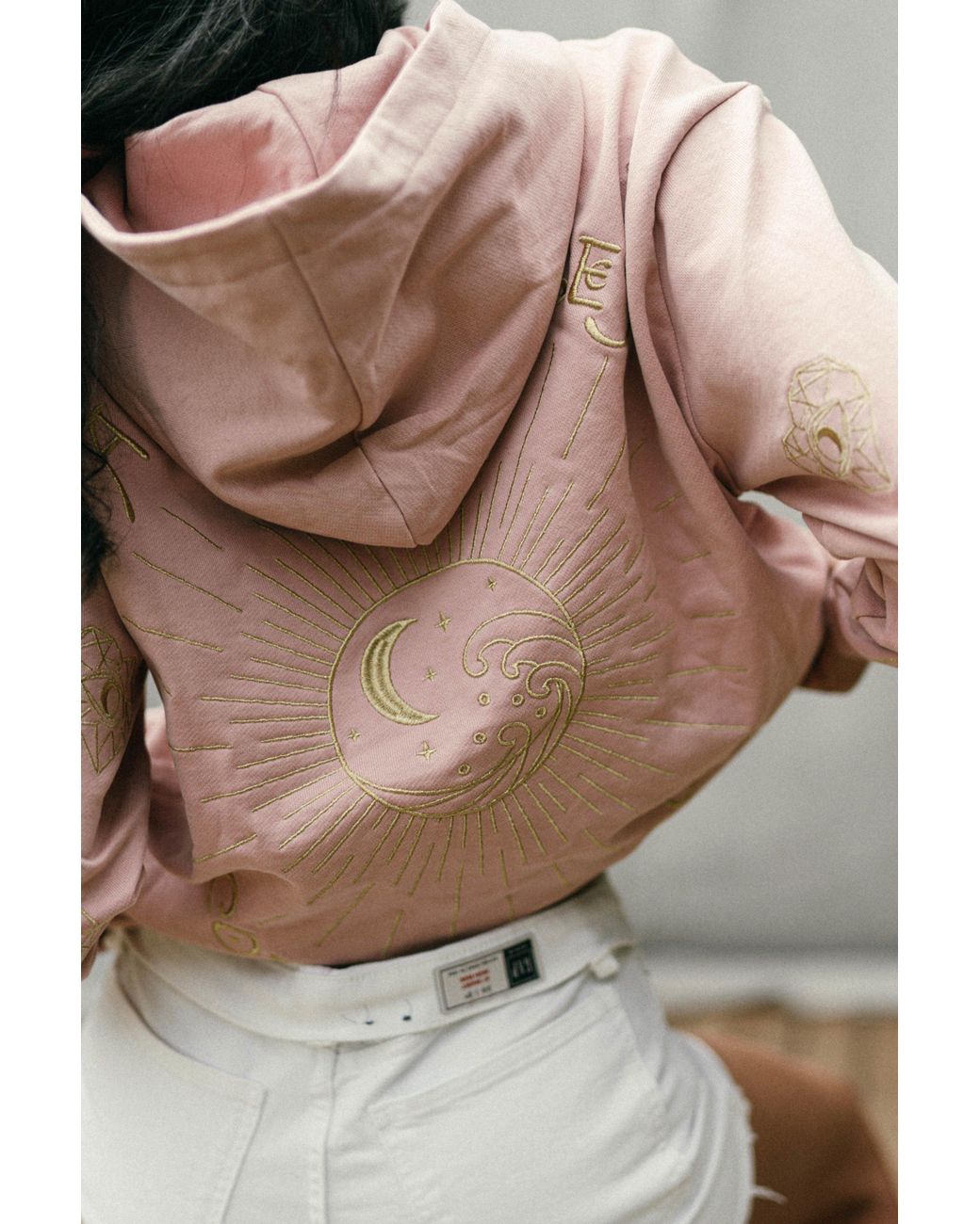 Miracles Manifester Pink Show Your Love Affirmation Embroidered Hoodie
