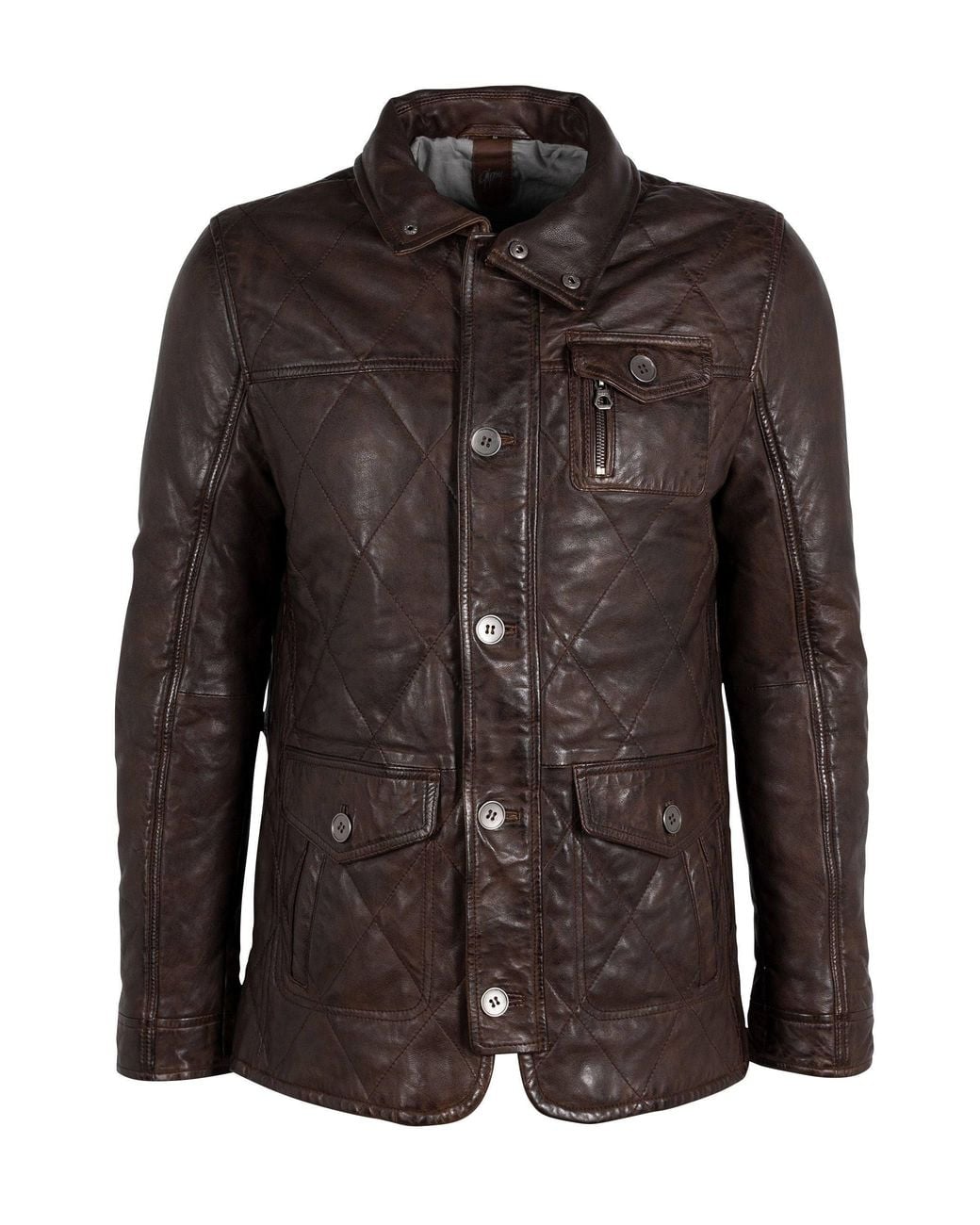 Mauritius Black Quilted Leather Jacket Kalisdo for men