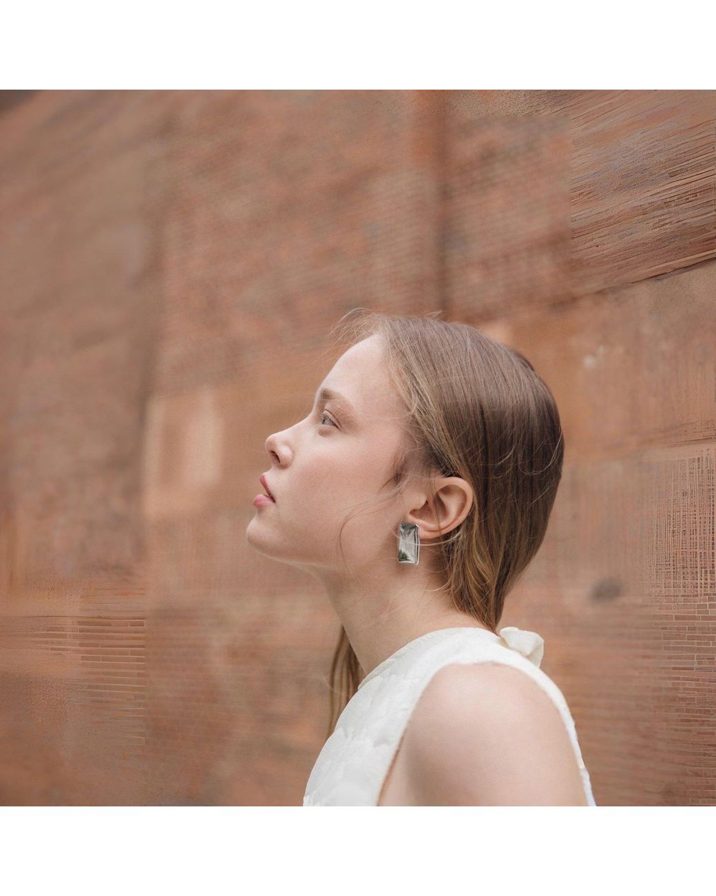 London Atelier Byproduct Metallic Rectangular Stud Earrings