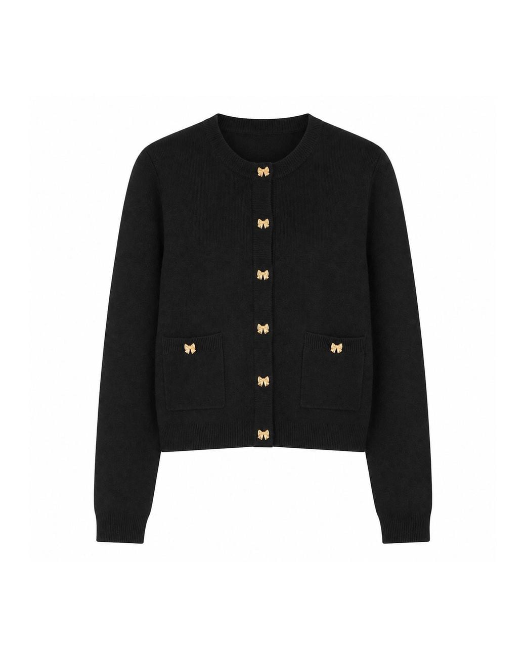 Yumi' Black Bow Button Cardigan
