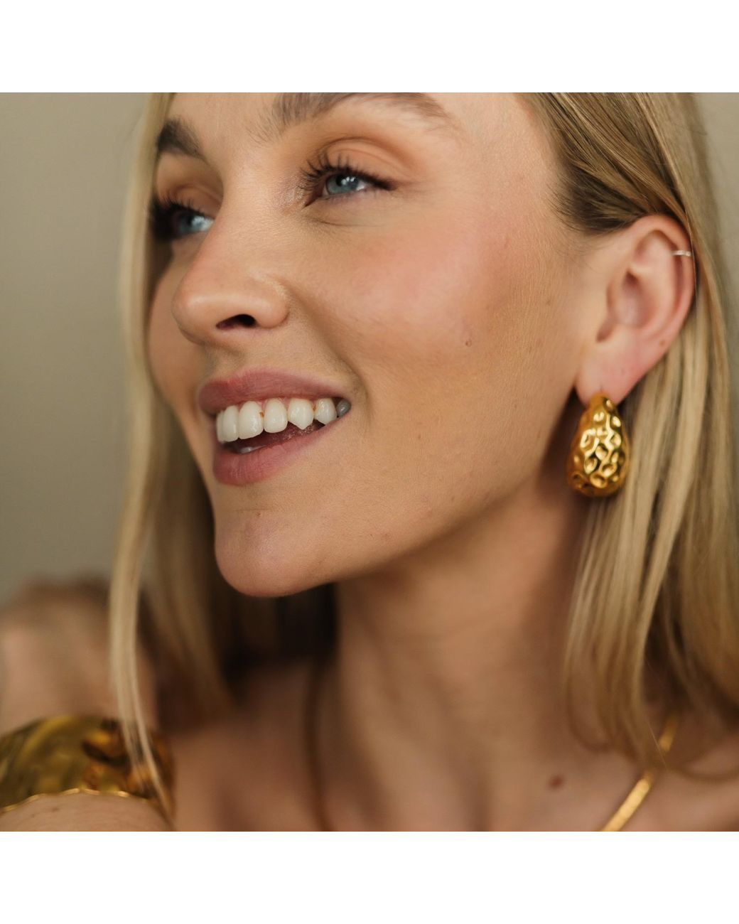 Divine Aria Metallic Textured Statement Stud Earrings Tarnish Free