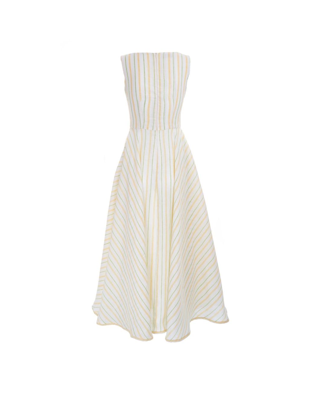 Sofia Tsereteli White Long V-neck Linen Dress