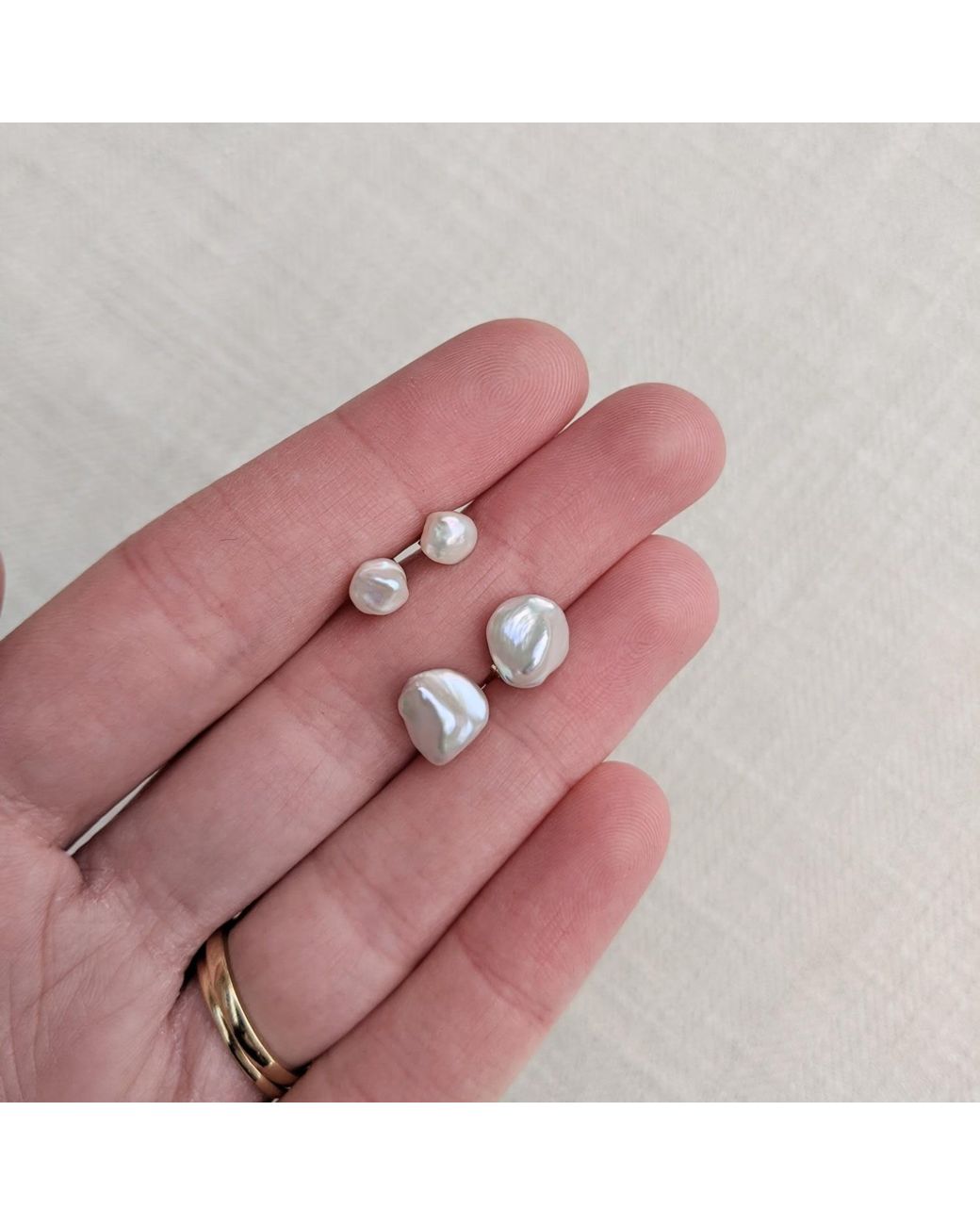 Kiri & Belle Metallic Mini Dot Keshi Pearl Filled Stud Earrings
