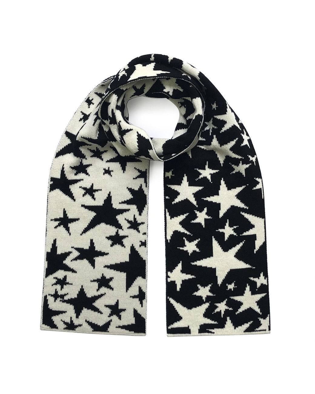 INGMARSON Stars Wool & Cashmere Scarf Black & White Men for men