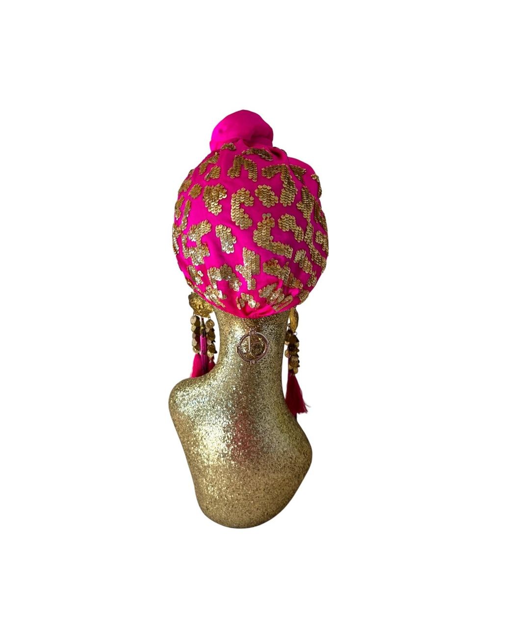 Julia Clancey Pink Luxe Edith Hotty Dream Leopard Sequin Turban
