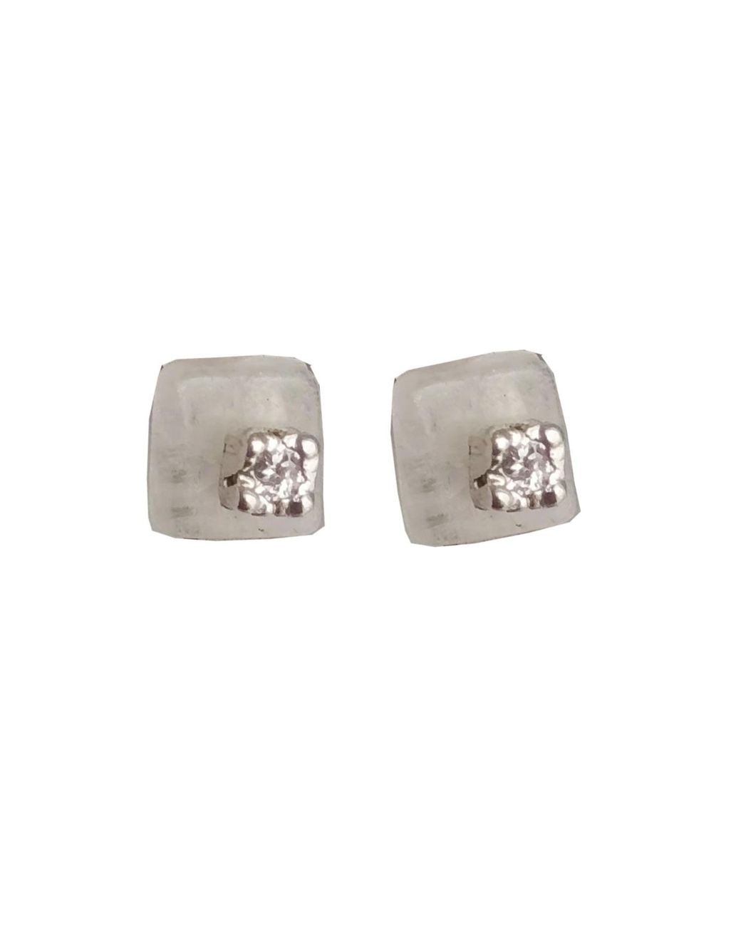 Lily Flo Jewellery Metallic Moonstone Lab Grown Diamond Stud Earrings