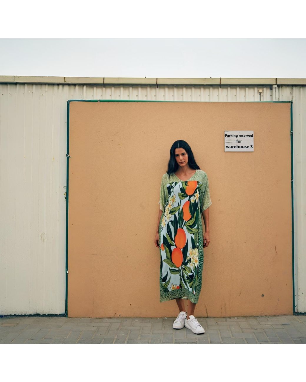 DHARA SHETH DUBAI Green Fleur & Fruit Vintage Printed Kaftan Maxi Dress