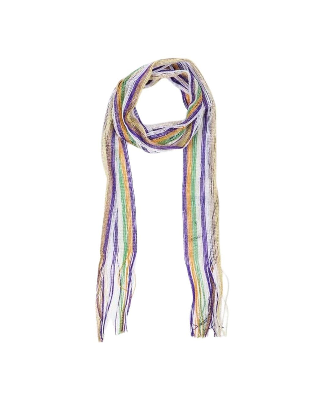 Saachi Multicolor Lurex Solid Skinny Fringe Scarf