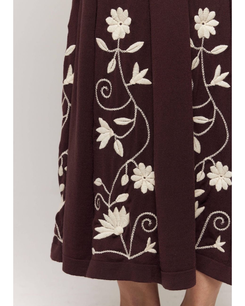 Annabo Purple Etherea Embroidered Merino Wool Maxi Skirt