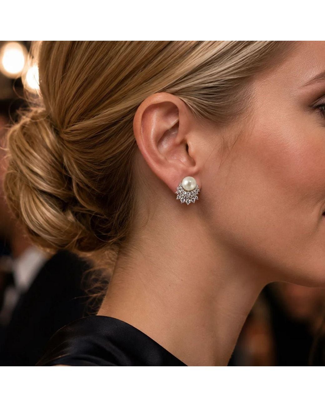 Angel Barocco Metallic Freshwater Pearl Crystal Cluster Stud Earrings