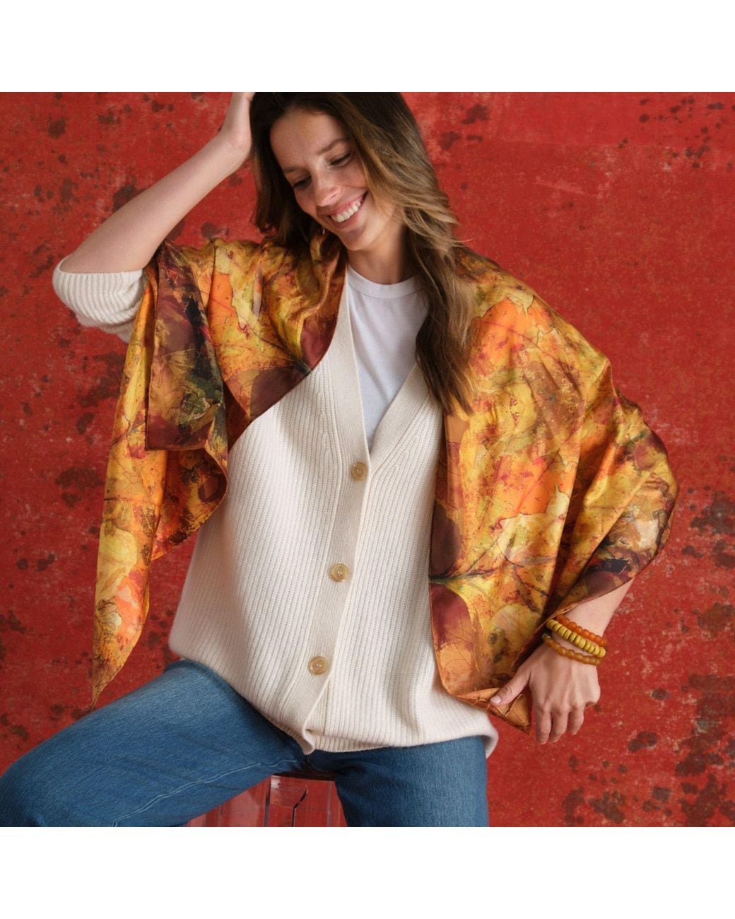 Richard Stone Studio Orange Vesper Silk Scarf