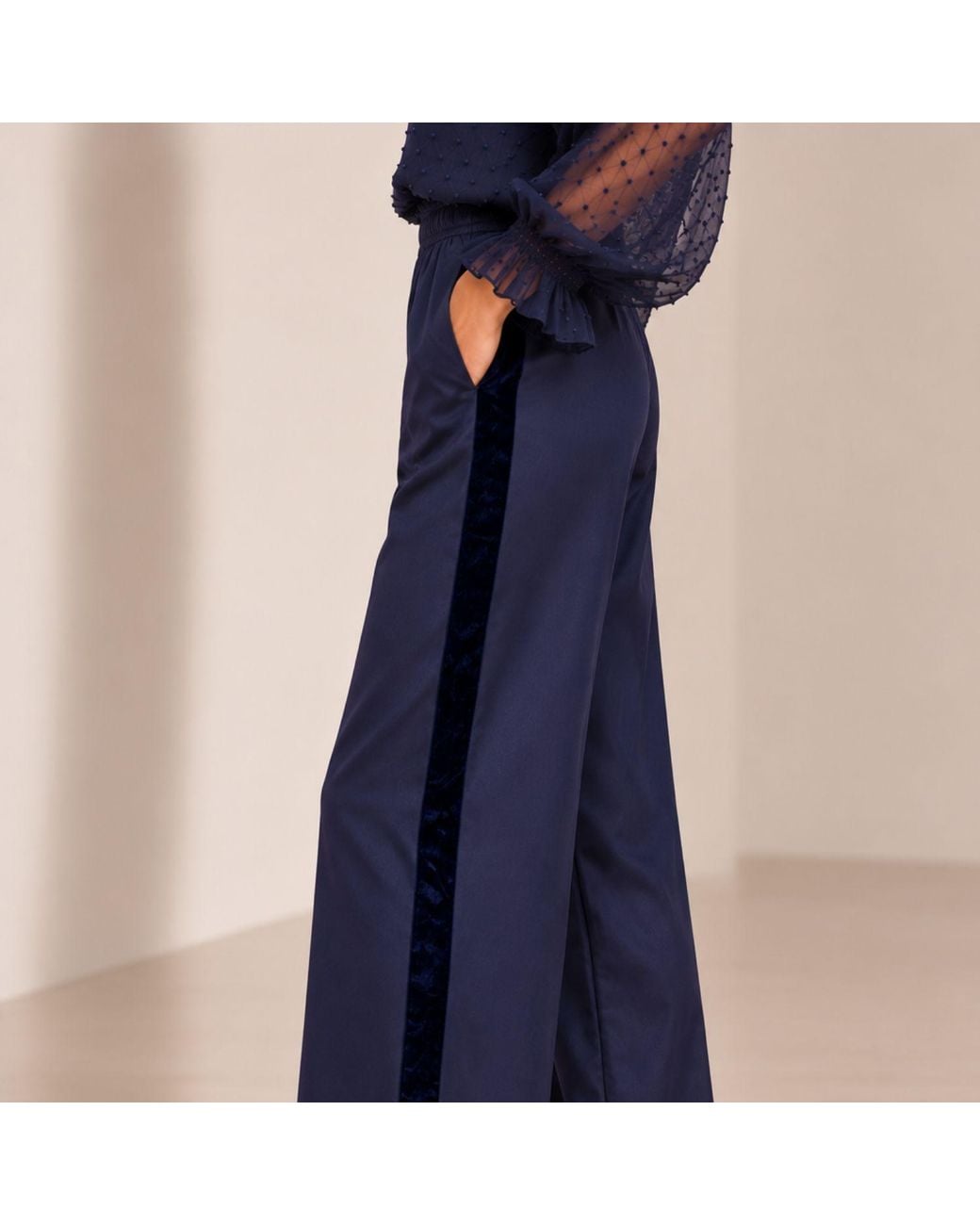 Luella Fashion Blue Evangeline Trousers With Velvet Stripe