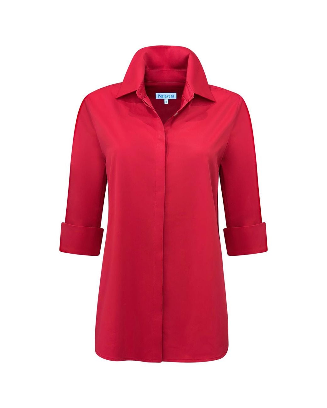 Perlavera Red Melody Three Quarter Sleeve Length Missy Fit Shirt