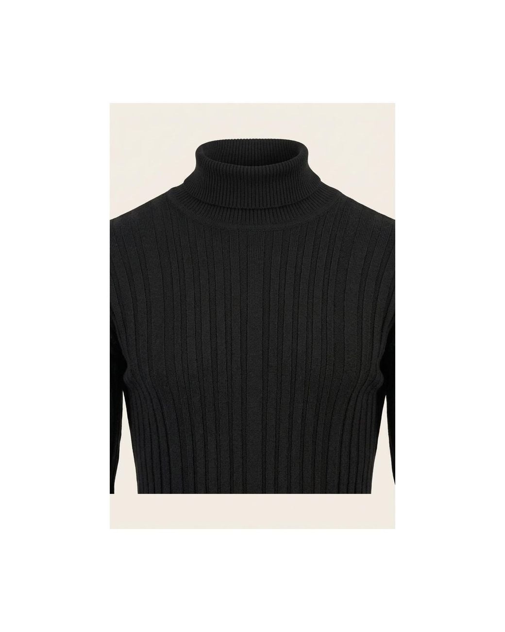 Ron Tomson Black Roll Neck Ribbed Sweater for men
