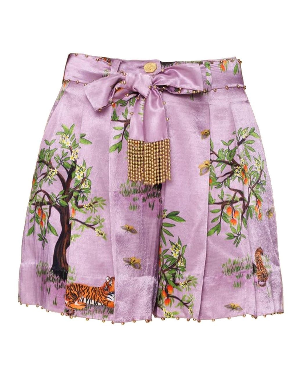 Ashaki Purple The Lilac Shanti Tiger Pleated Shorts