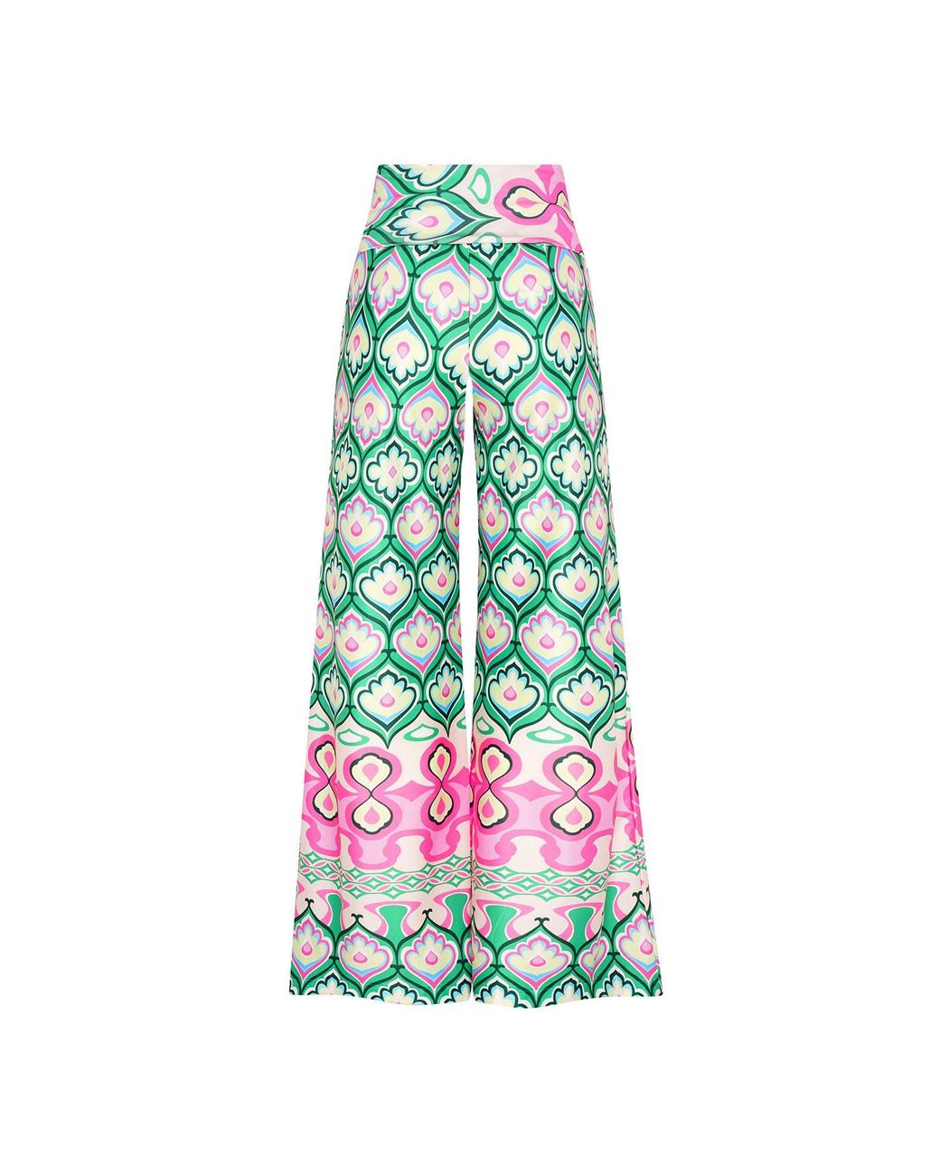 Beatrice von Tresckow Green Candy Bloom Stretch Bell Bottom Trousers