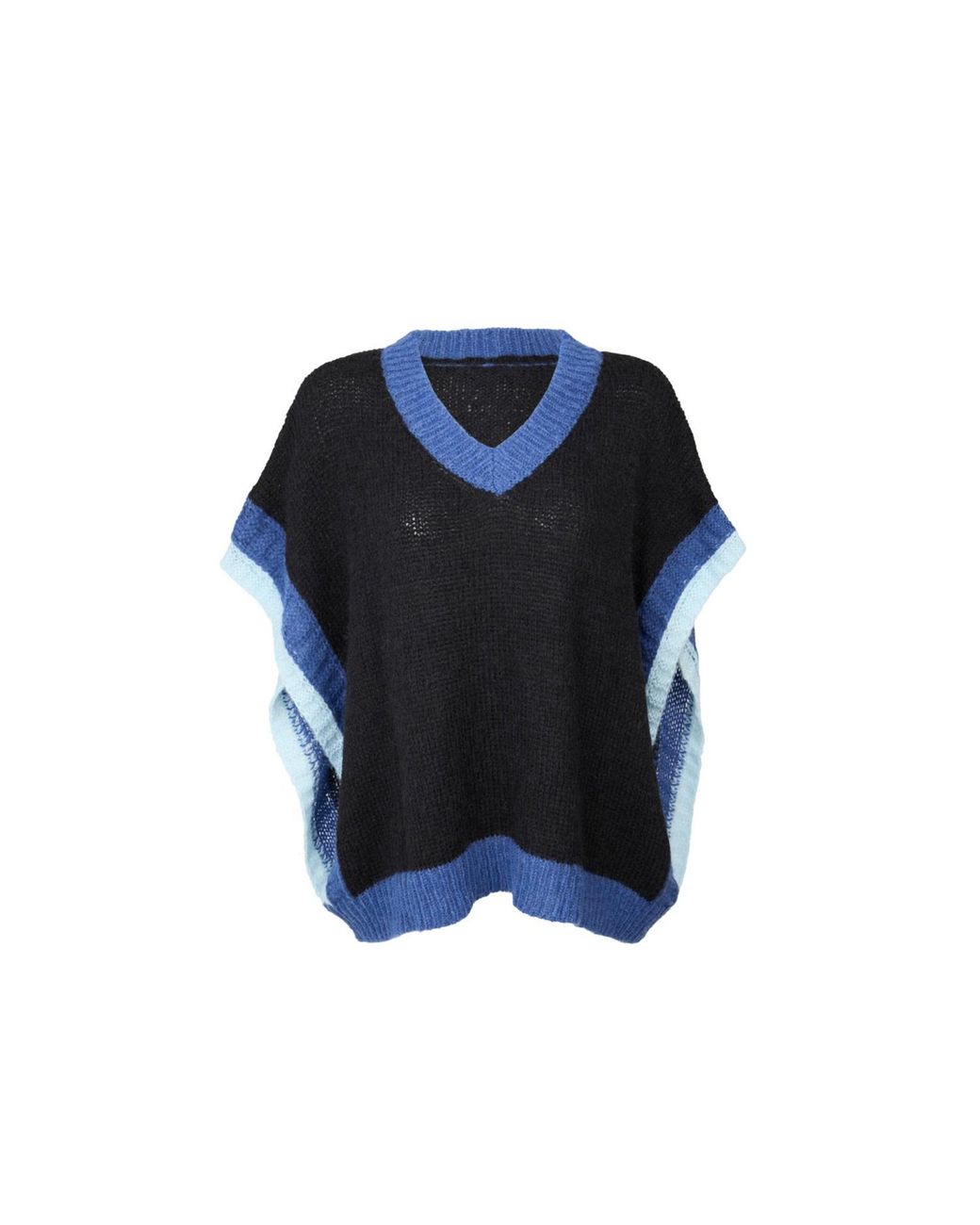 Saachi Blue Colorblock Knit Sweater Vest