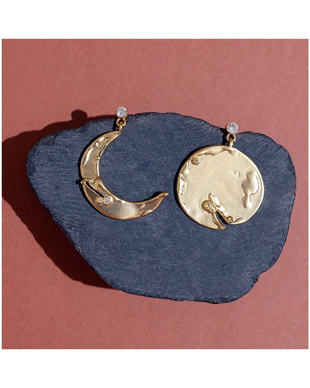 Rare Matters Jewelry Metallic Valentines Alluring Sun And Moon Earring Special Card