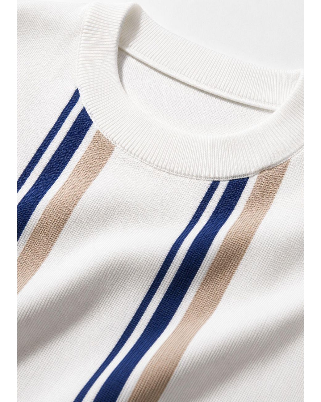 Vayla Blue Neutrals Short Sleeve Crew Neck Block Stripe Top for men
