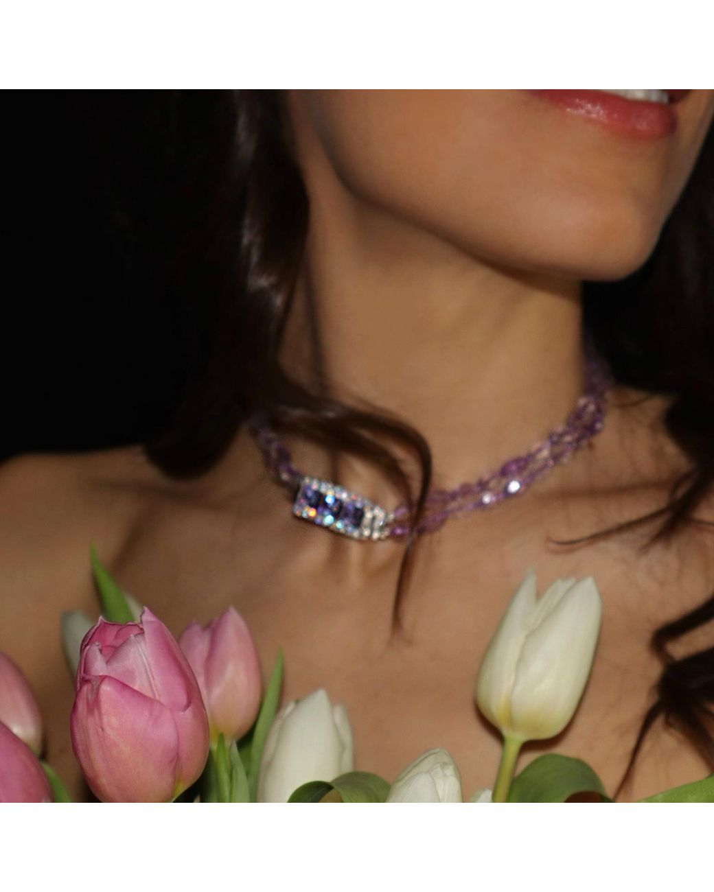 Mineralgems•Studio Purple Lilac Amethyst Two-Strand Choker