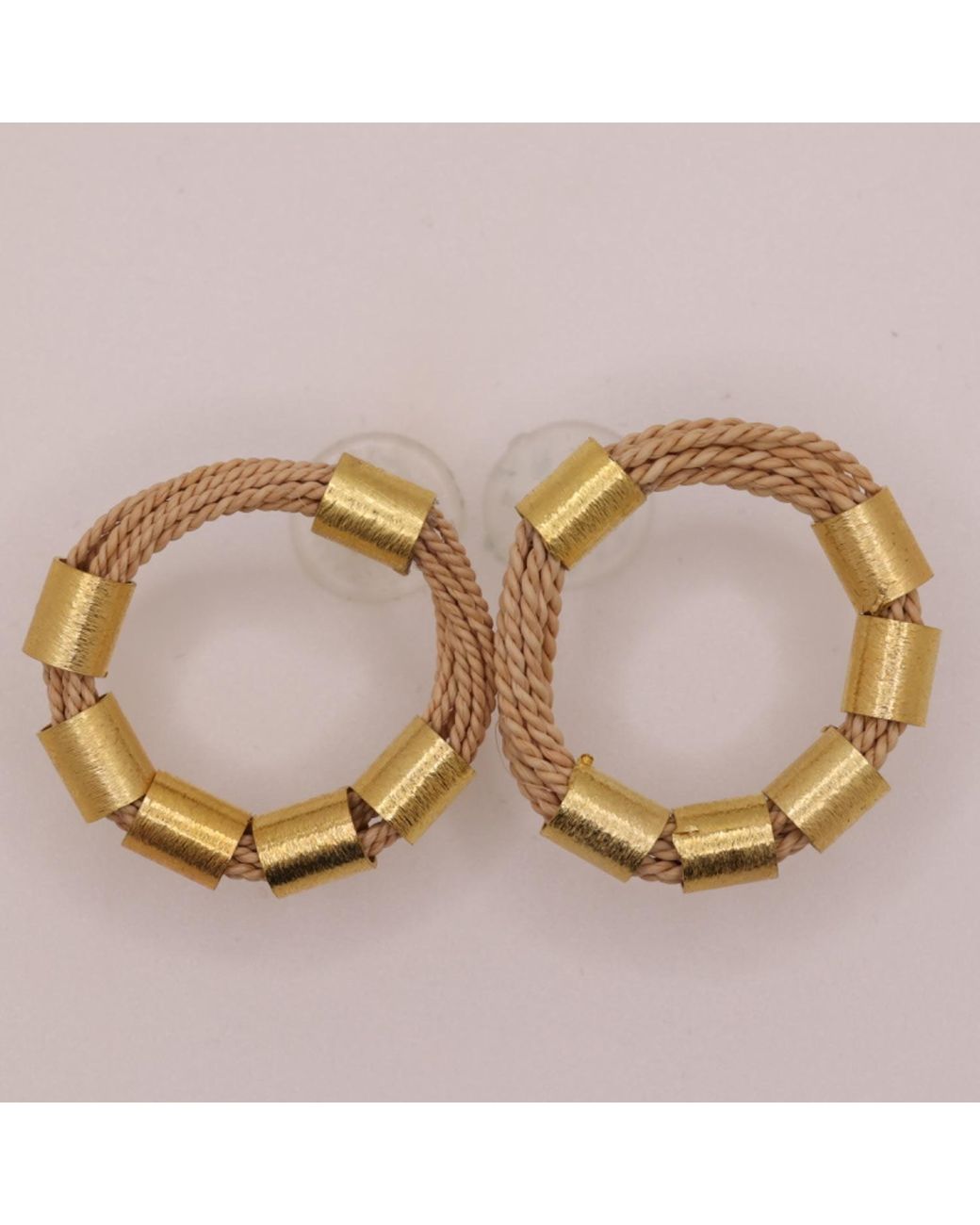 Nart Nature Making Art Metallic The Rings Buriti Natural Fiber Earrings