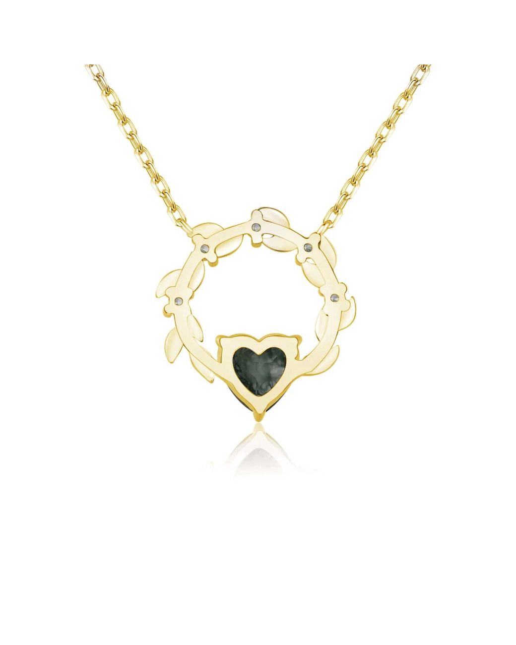 Azura Jewelry New York Metallic Heart Desire Moss Agate Vermeil Necklace