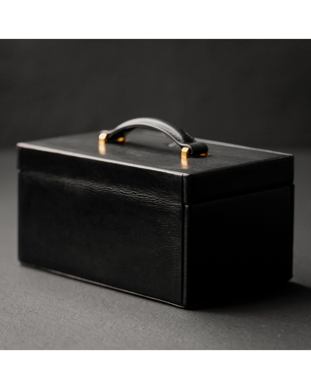 Time Resistance Black Leather Jewelry Box For
