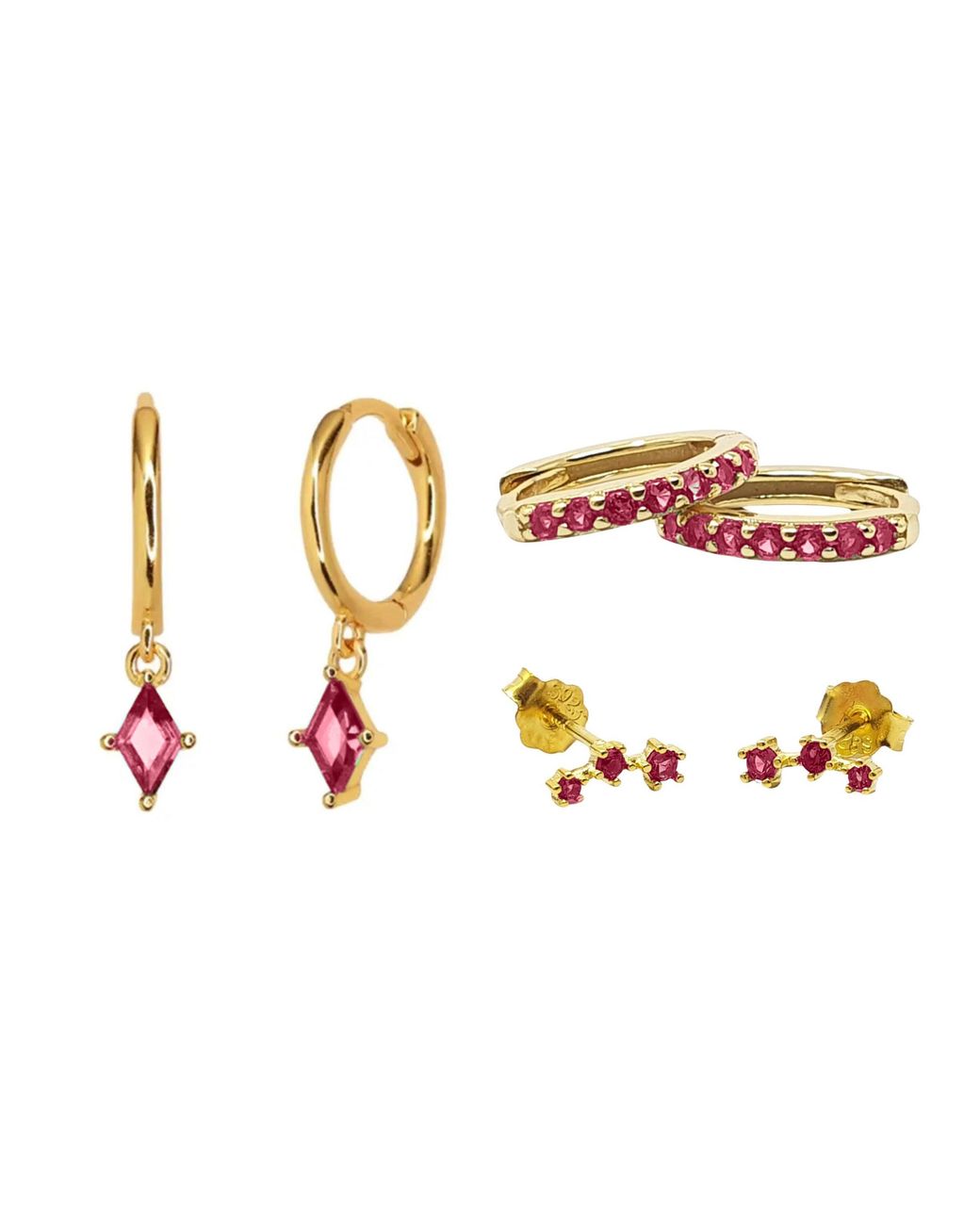 Sophelia White July Birthstone Ruby Earrings Gift Set For Her