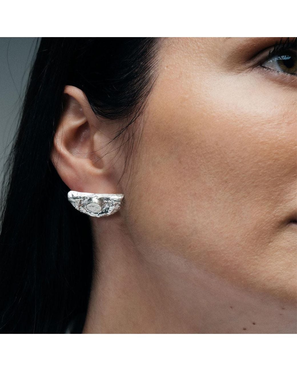 Moca Jewellery Gray Half Moon Earrings