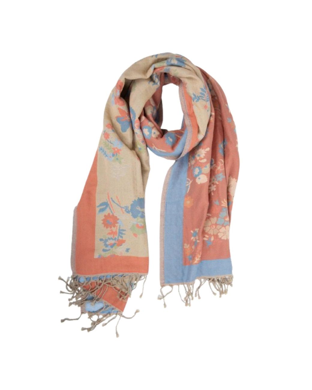 Saachi Pink Fiore Pastel Reversible Scarf