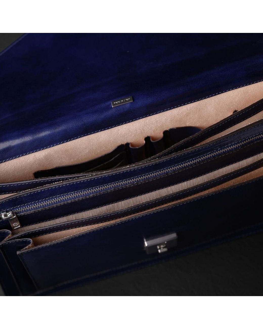 Time Resistance Blue Classic Design Leather Briefcase for men