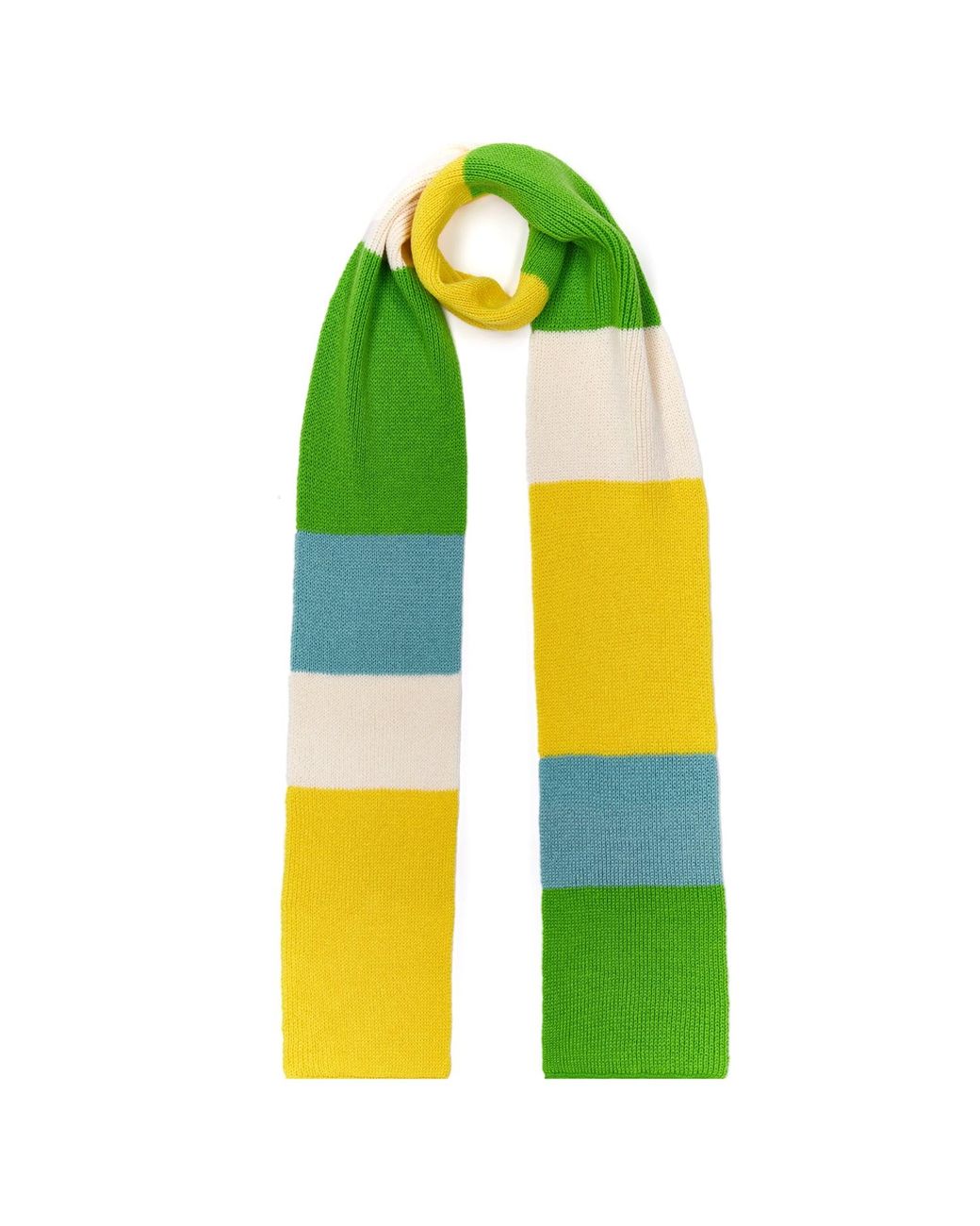 INGMARSON Yellow Ribbed Colour Block Wool & Cashmere Scarf for men