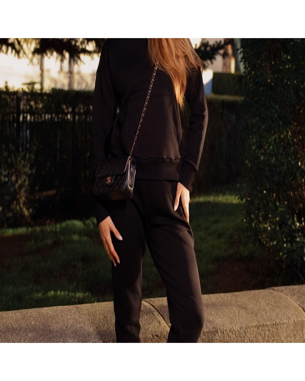 Maison Tangerine Black Premium Cotton Sweatshirt & Joggers Tracksuit Set