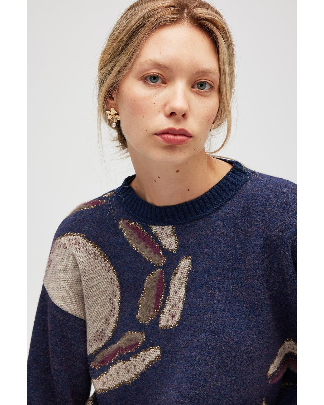 Peraluna Blue Saori Glittery Jacquard Knit Tunic