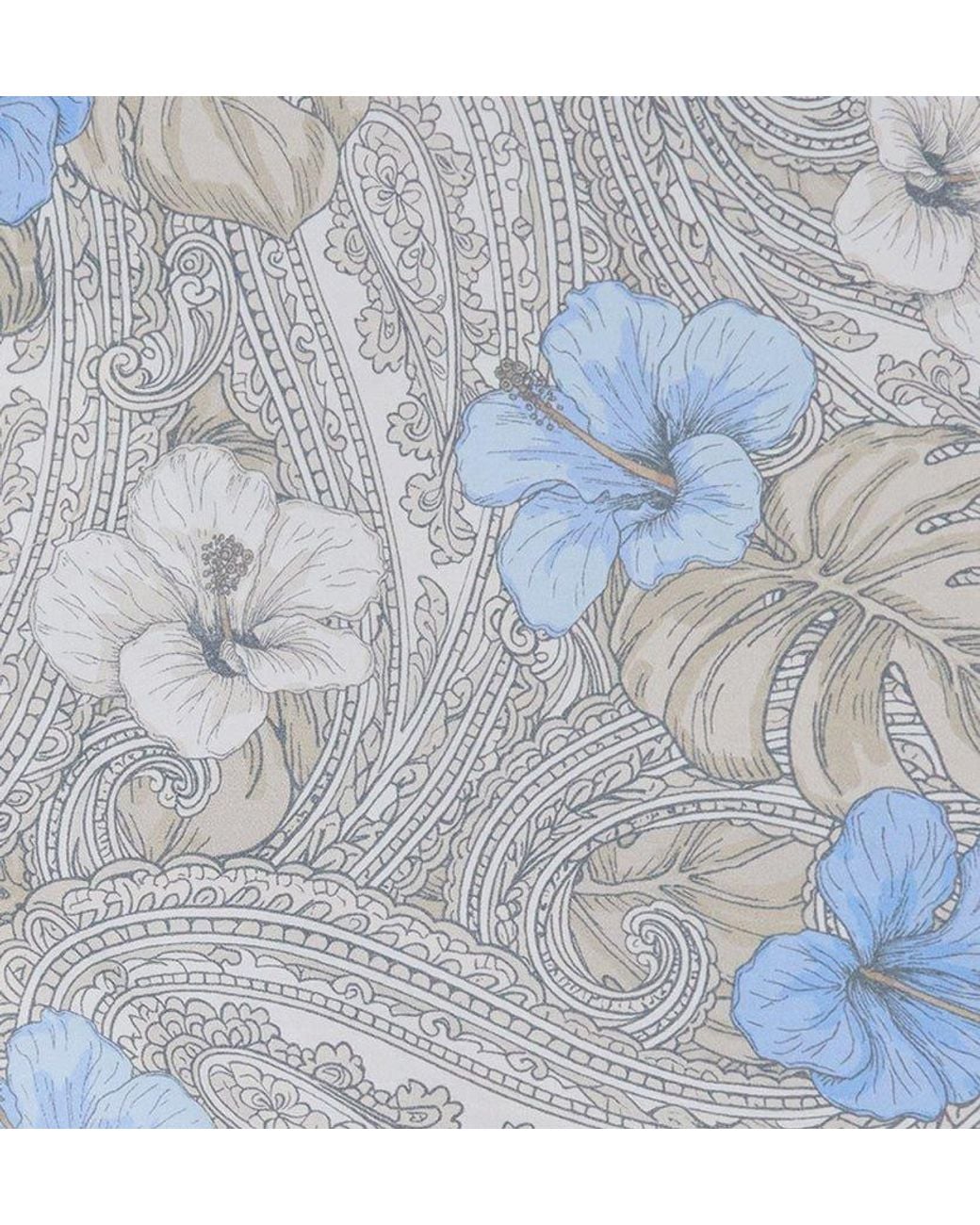 Lords of Harlech Blue Neutrals Clyde Tropical Paisley Natural Flat Front Short for men