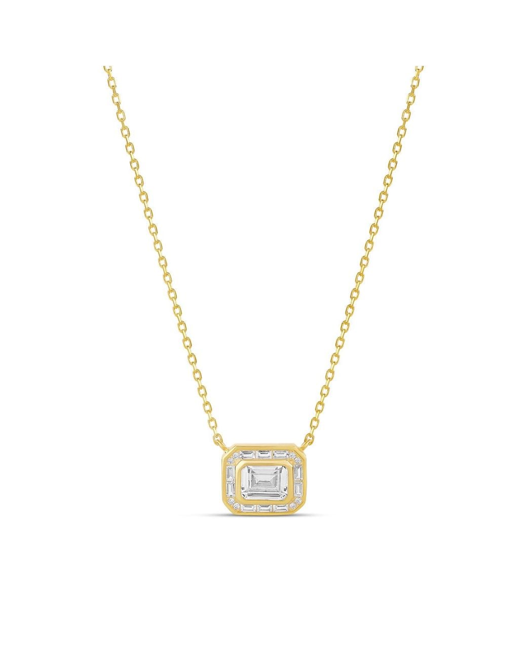 SHYMI Metallic Statement Emerald And Baguette Pendant Necklace
