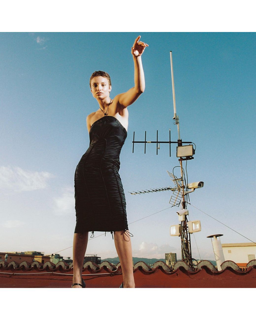 Audrey Vallens Black Spades 2 Gathered Seam Halter Dress